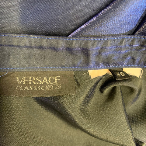 VERSACE CLASSIC Size S Navy Shimmery Polyester Blend Nehru Long Sleeve Shirt