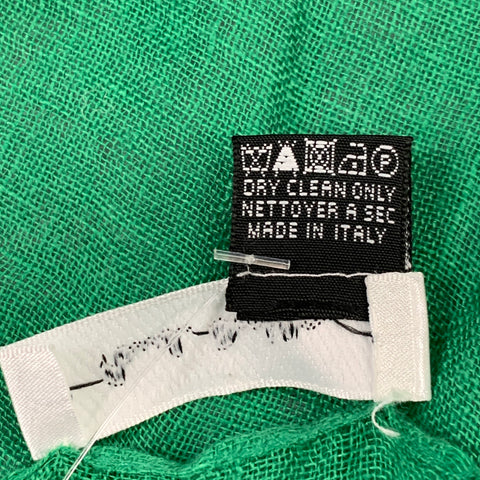 PAUL SMITH Green Woven Linen Fringe Scarf