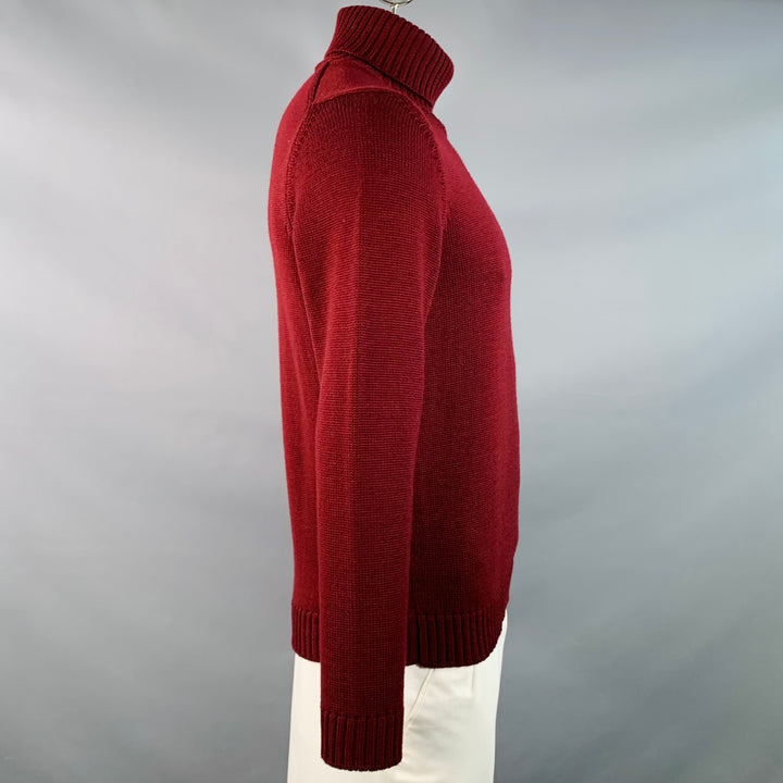 ZANONE Size 44 Burgundy Virgin Wool Knit Turtleneck Sweater