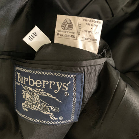 BURBERRYS Chest Size 41 Black Solid Wool 36 29 Suit