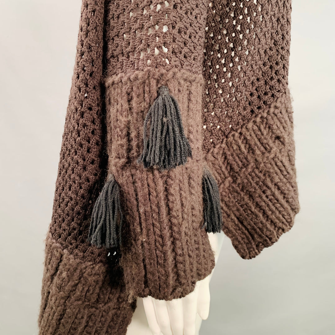 JOHN GALLIANO Size M Brown Wool Blend Turtleneck Chunky Knit Sweater