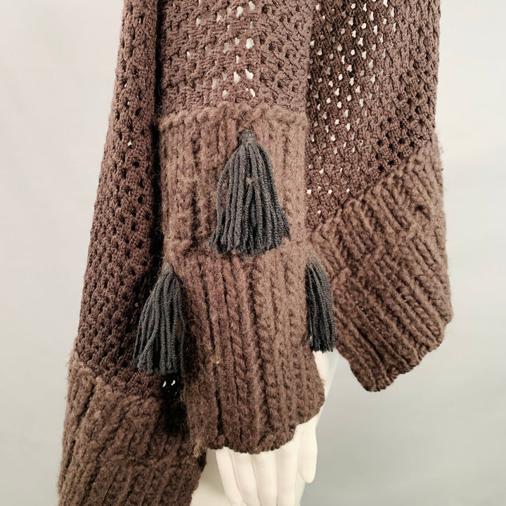 JOHN GALLIANO Size M Brown Wool Blend Turtleneck Chunky Knit Sweater