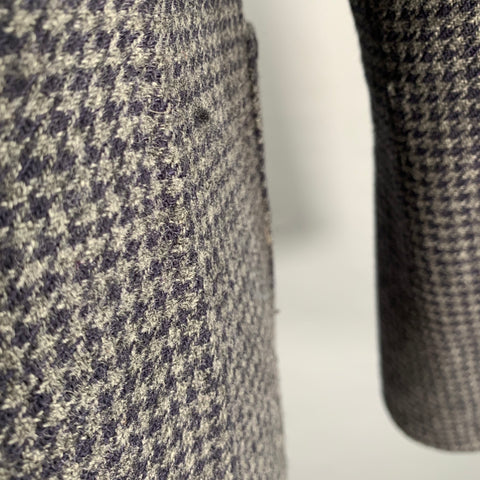 MICHAEL KORS Size 8 Grey Navy Houndstooth Virgin Wool Cashmere Jacket