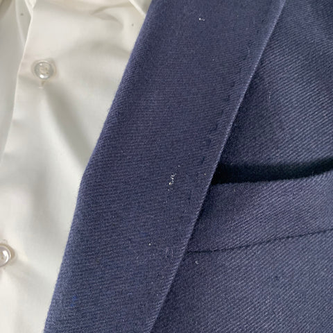 M & S LUXURY Size 38 Navy Twill Wool Blend Notch Lapel Sport Coat