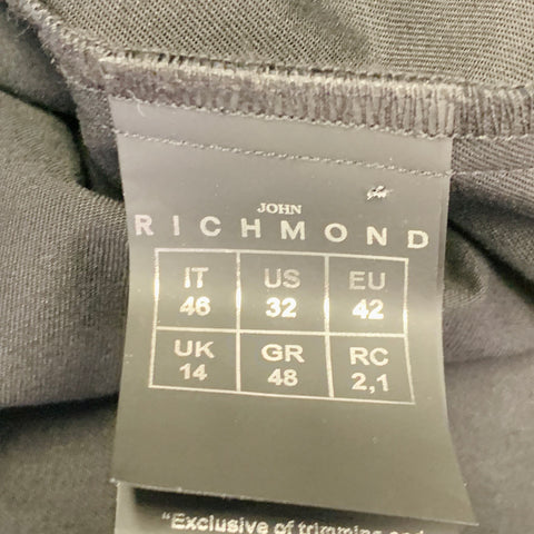 JOHN RICHMOND Size L Black Silver Cotton Blend Studded Stars Two Pockets Shirt