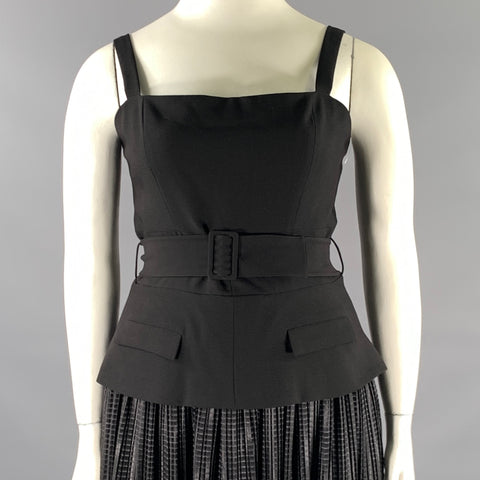 BLACK HALO Size 8 Black Geometric Skirt Cocktail Dress