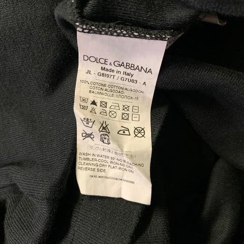 DOLCE & GABBANA Size M Black Solid Cotton Pointed Collar Polo