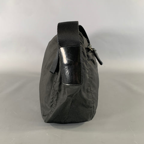 PRADA Black Silver Logo Nylon Shoulder Bag Bags