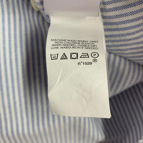 RALPH LAUREN Size S White Light Blue Stripe Cotton Button Down Long Sleeve Shirt