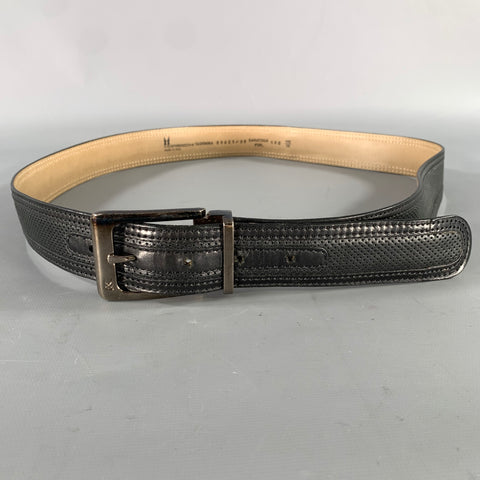 MORESCHI Size 38 Black Perforated Leather Belt