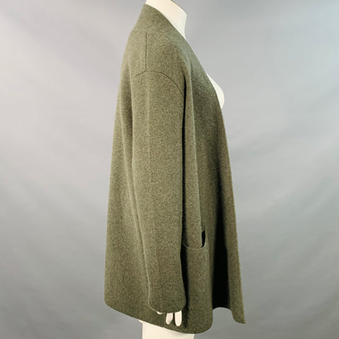 KINROSS Size XL Green Olive Cashmere Shawl Collar Open Front Cardigan