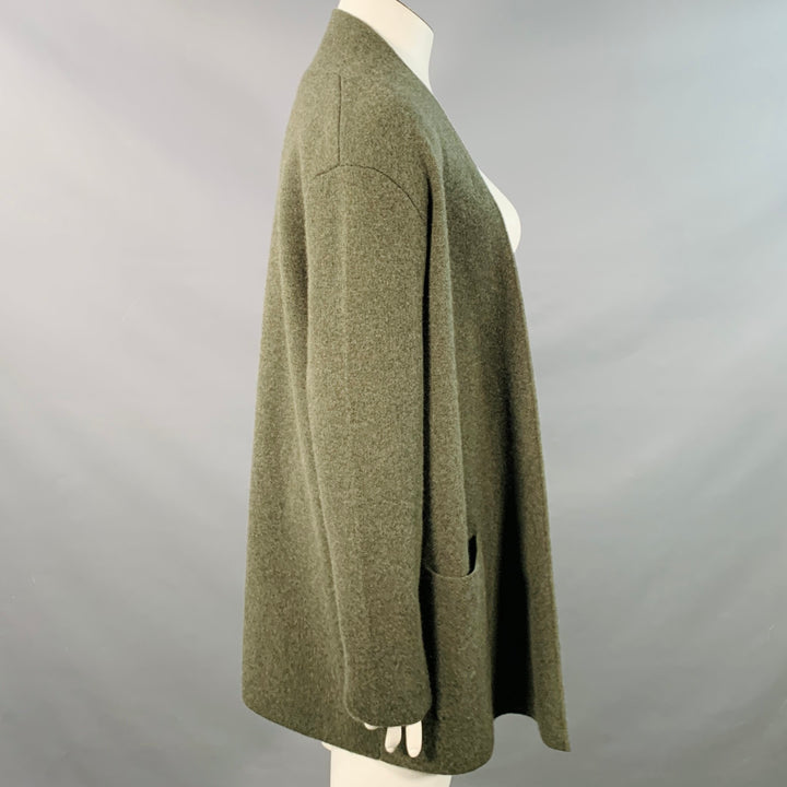 KINROSS Size XL Green Olive Cashmere Shawl Collar Open Front Cardigan