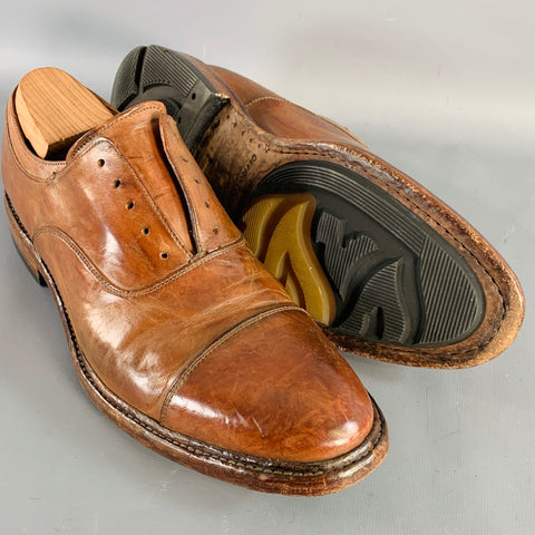 OFFICINE CREATIVE Size 9 Brown Leather Slip On Lace-Up Shoes