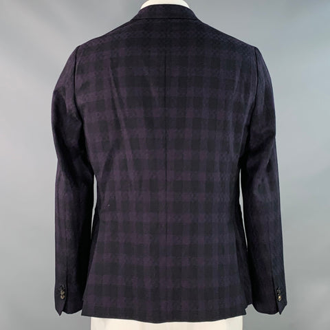 PAUL SMITH Size 44 Soho Purple Black Plaid Wool Notch Lapel Sport Coat