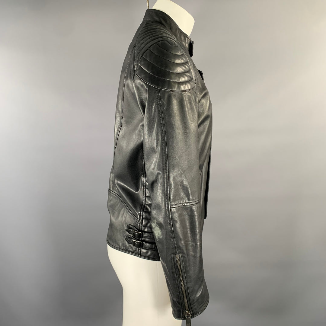 SCOTCH AND SODA Size M Black Leather Moto Racer Jacket
