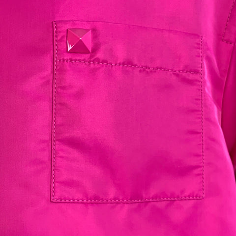 VALENTINO 2022 Taille L Pull ample fuchsia rose en polyamide à manches courtes et une poche