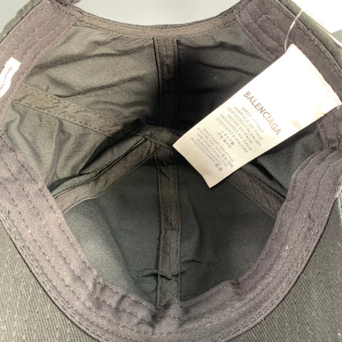 BALENCIAGA Black White Cotton Embroidered Logo Baseball Cap Hat
