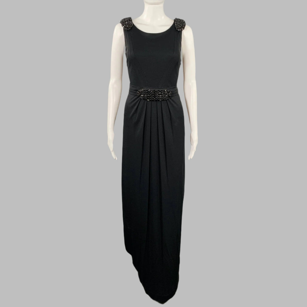 LA PERLA Size 8 Black Viscose Blend Beaded Sleeveless Long Dress LA PERLA Size 8 Black Viscose Blend Beaded Sleeveless Long Dress