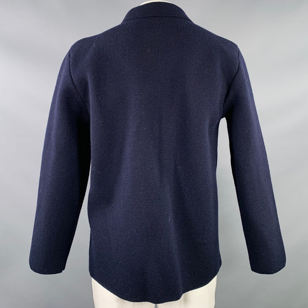 ANDERSEN-ANDERSEN Size XXL The Peacoat Navy Waffle Knit Merino Wool Coat