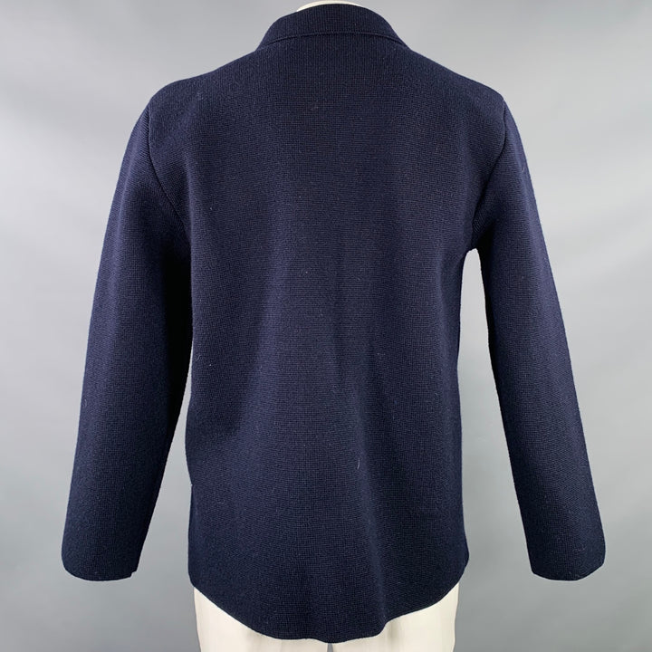 ANDERSEN-ANDERSEN Size XXL The Peacoat Navy Waffle Knit Merino Wool Coat