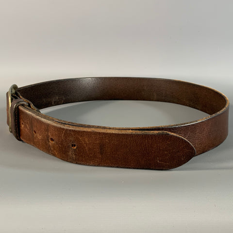 NO BRAND Size 38 Brown Dark Pebble Grain Leather Belt