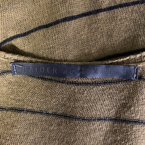 HAIDER ACKERMANN Size M Black Olive Stripe Cashmere Cotton Tank Top