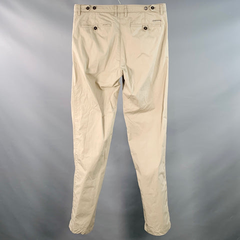 BURBERRY BRIT Size 33 Khaki Twill Cotton Side Tabs Pleated Tapered Casual Pants