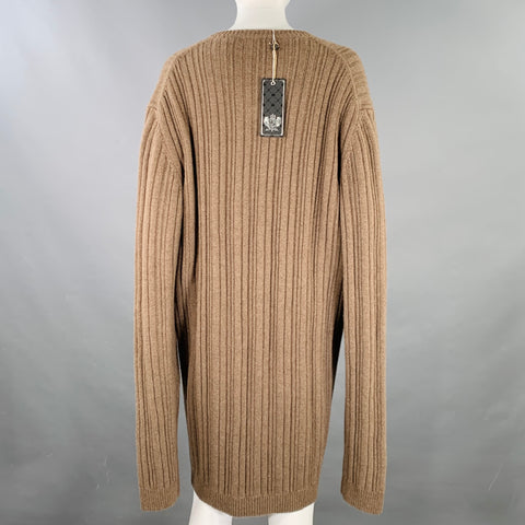 Robe longue côtelée en cachemire marron à manches longues E'LEVE"E taille M