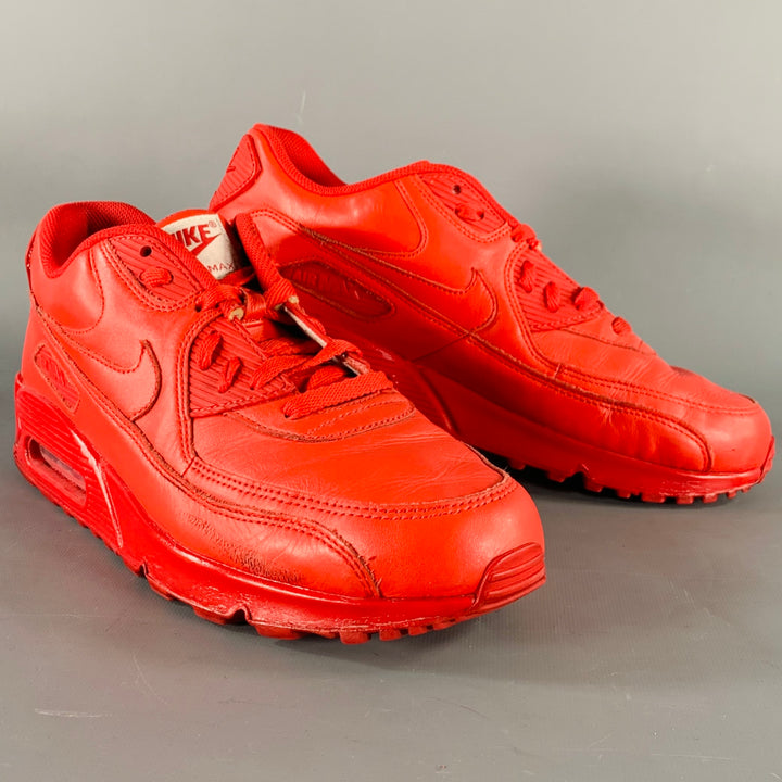 NIKE AIR MAX Size 10 Red Leather Lace-Up Sneakers