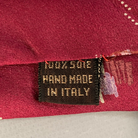 VALENTINO One Size Burgundy Grey Abstract Silk Tie