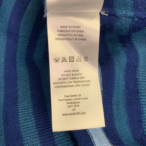PS by PAUL SMITH Size XL Navy Multi Color Stripe Merino Wool Crew Neck Pullover