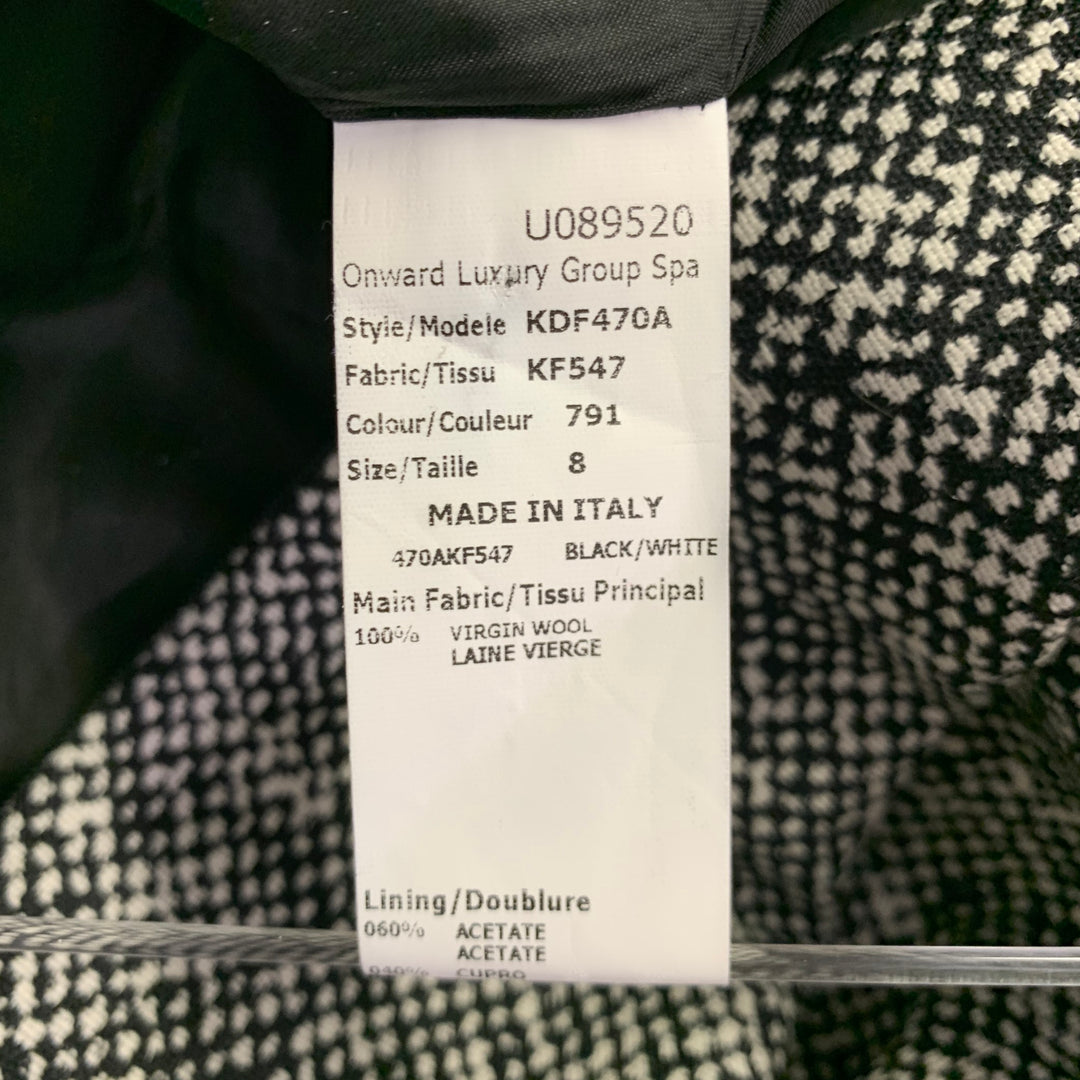 MICHAEL KORS COLLECTION Size 8 Black White Wool Blend Tweed Dress Jacket Set