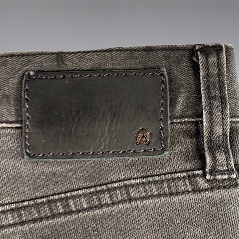 JOHN VARVATOS * U.S.A. Size 34 Grey Charcoal Distressed Cotton Blend Jeans