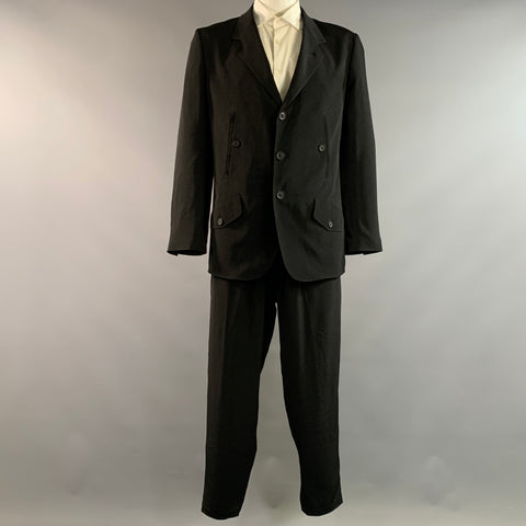 YOHJI YAMAMOTO Chest Size 42 Black Triacetate Blend Double Breasted 34 31 Suit