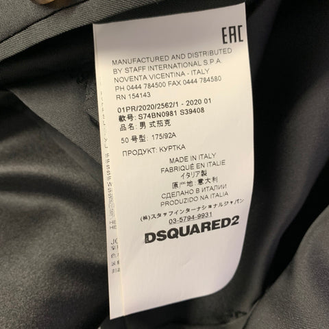 DSQUARED2 Size 40 Black Glitter Wool Silk Peak Lapel Sport Coat