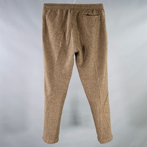 STUSSY Size S Brown Beige Woven Polyester Wool Drawstring Casual Pants