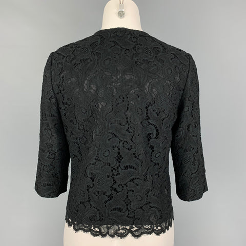 BLACK FLEECE Talla M Chaqueta corta de encaje de mezcla de algodón negro