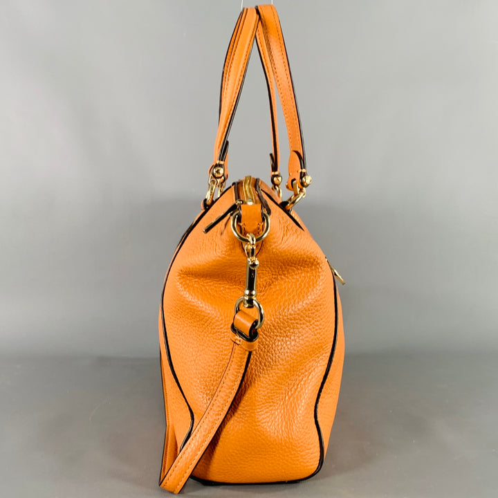 COACH Prairie Satchel Orange Gold Pebble Grain Leather Handbag