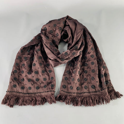 DRIES VAN NOTEN Brown Black Gold Embroidered Silk Scarf