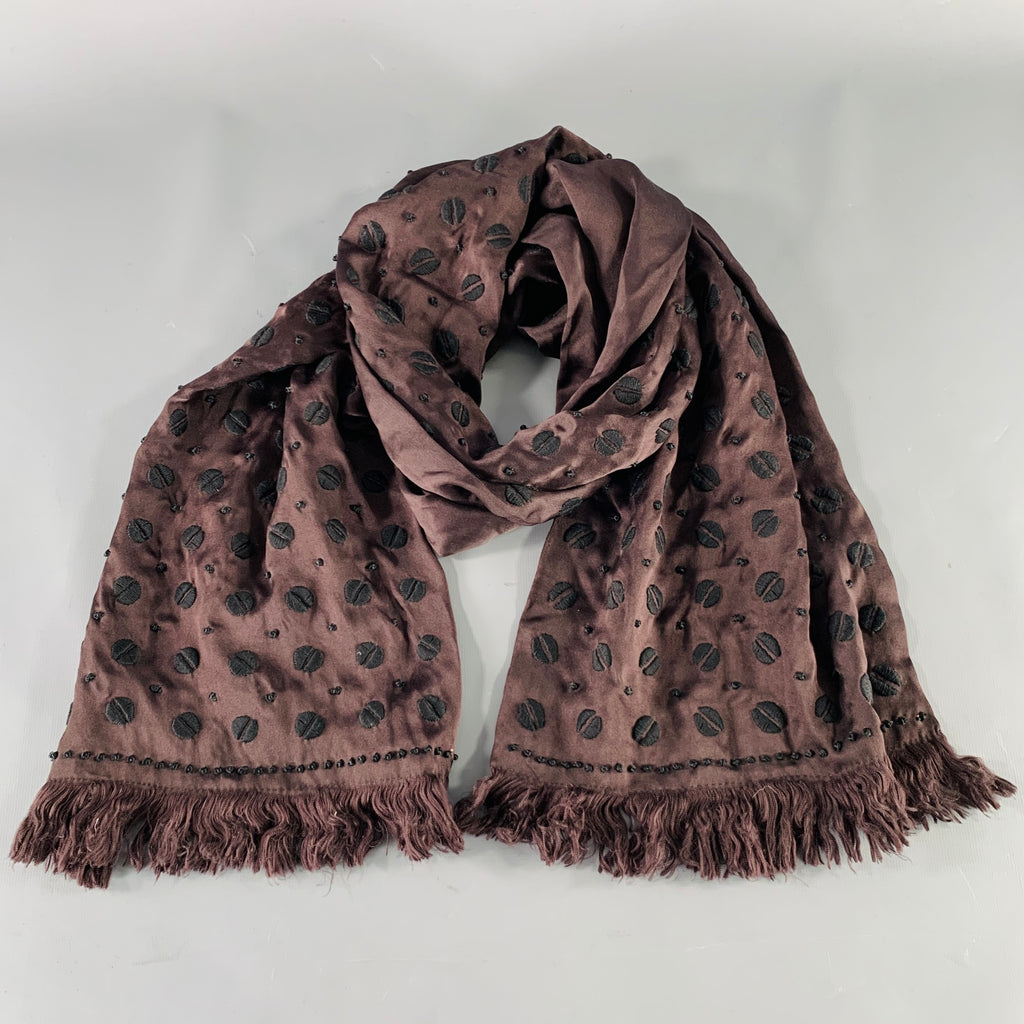 DRIES VAN NOTEN ダークブラウン ストール DRIES VAN NOTEN Brown Black Gold Embroidered Silk Scarf – Sui