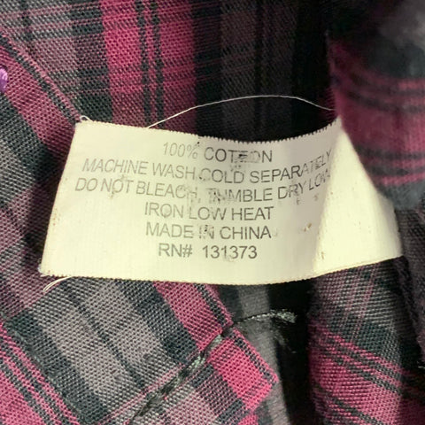 SATURDAYS NYC Size M Pink Charcoal Plaid Cotton Button Down Collar One Pocket Long Sleeve Shirt