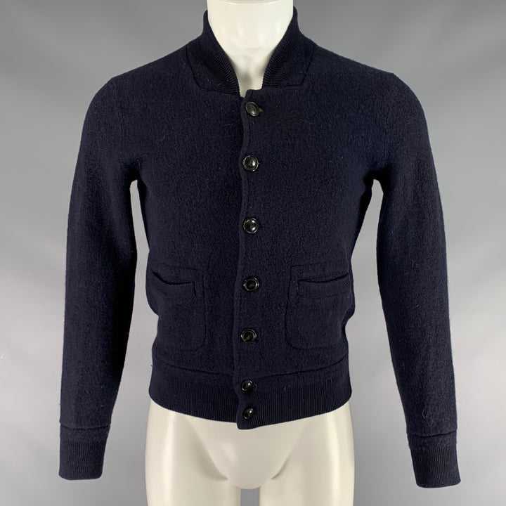 WALLACE & BARNES Size S Navy Merino Wool 2 pockets Cardigan