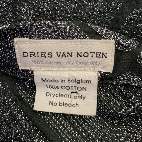 DRIES VAN NOTEN One Size Silver Black Cotton Squares Wrap Maxi Skirt