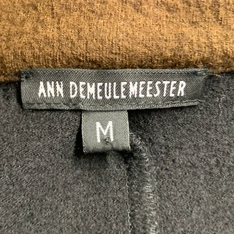 ANN DEMEULEMEESTER Taille M Veste Chemise Boutonnée en Crêpe de Laine Noire