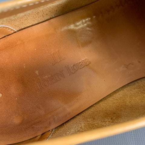 JOHN LOBB CHENTENHAM Size 9 Tan Leather Penny Loafers