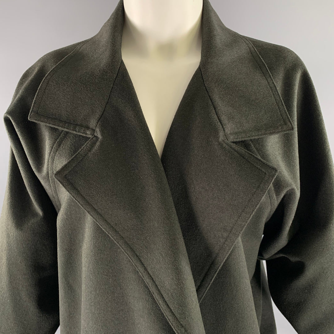 ZORAN Size M Green Olive Wool Angora Wide Notch Collar Cardigan