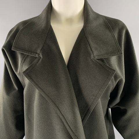 ZORAN Size M Green Olive Wool Angora Wide Notch Collar Cardigan