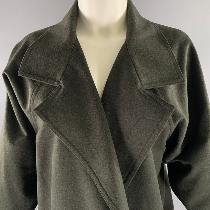 ZORAN Size M Green Olive Wool Angora Wide Notch Collar Cardigan