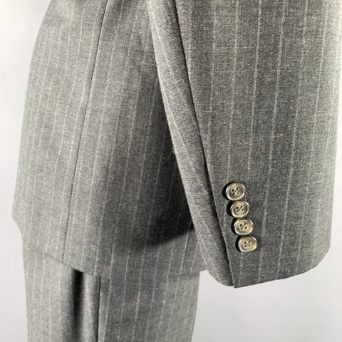 CHRISTIAN DIOR Size 44 Grey Pinstripe Wool Double Breasted Suit