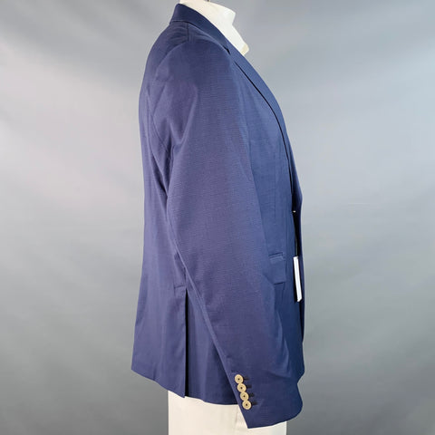 PAUL SMITH Size 44 Blue Grid Wool Notch Lapel Sport Coat